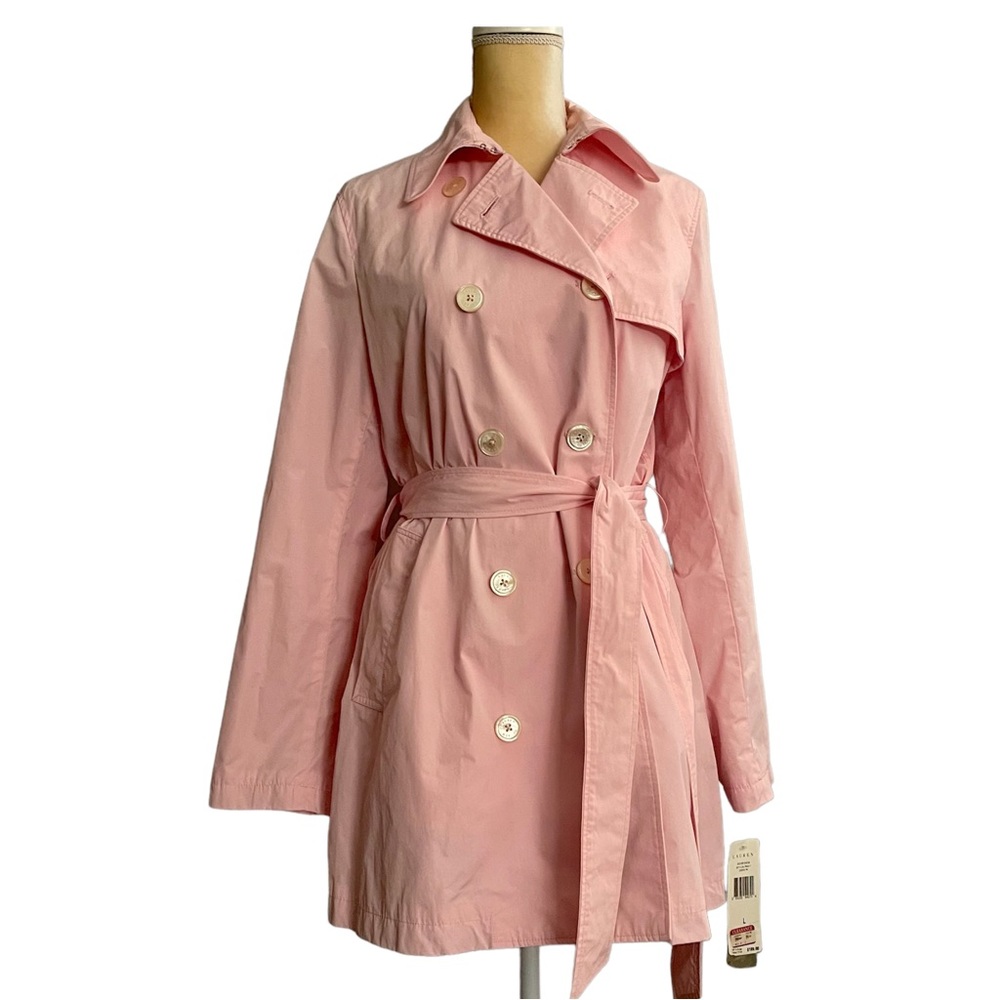 Ralph Lauren Pale Pink Trench Coat, LARGE (NWT)